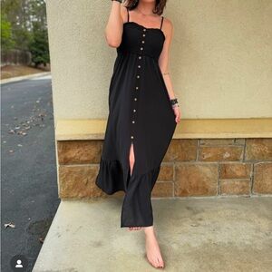Black Sleeveless Spaghetti Strap Maxi Sundress